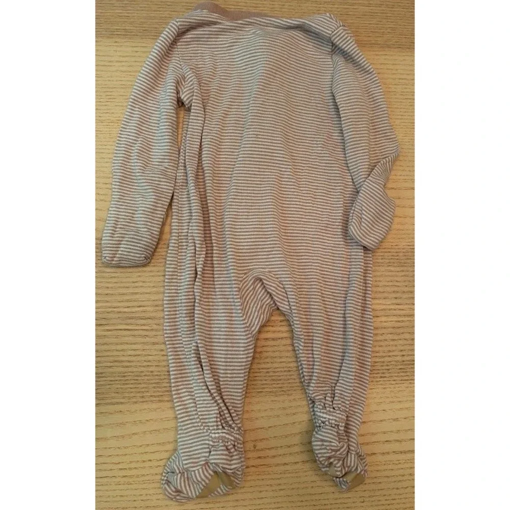 Nike Baby Striped Footed Coverall Sleep Play Suit Tan Gold Swoosh 6-9 Months